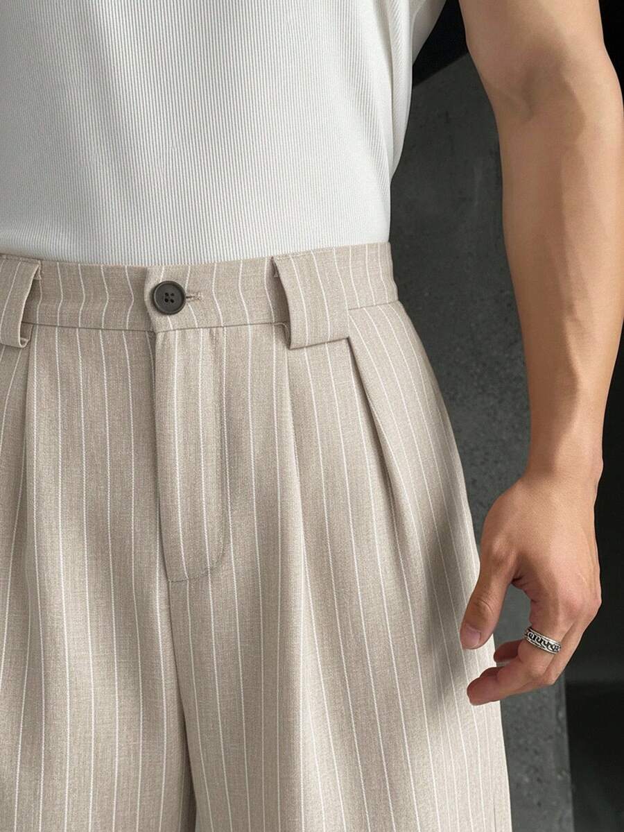 Men's Plus Size Vertical Striped Wide-Leg Pants