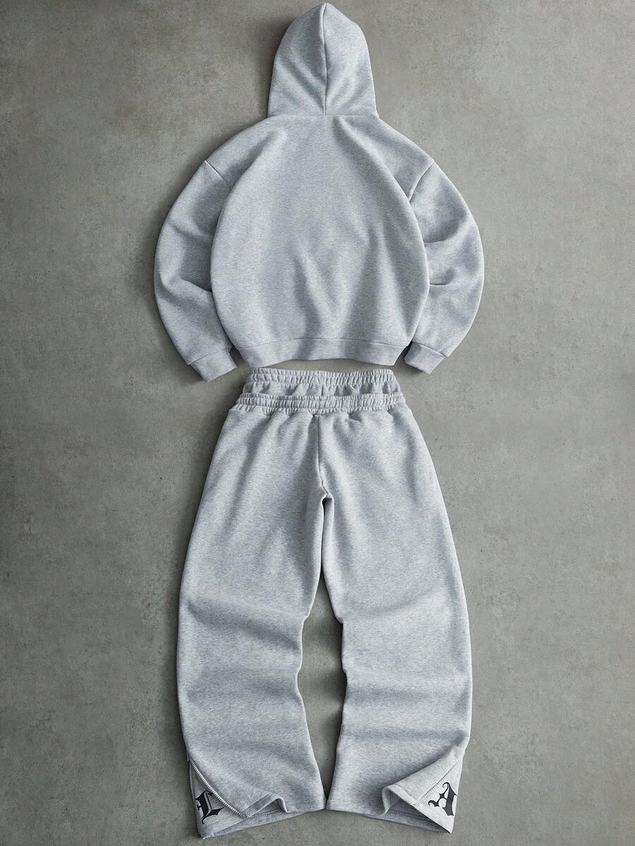 Flocked Thermal Hoodie And Pants Set