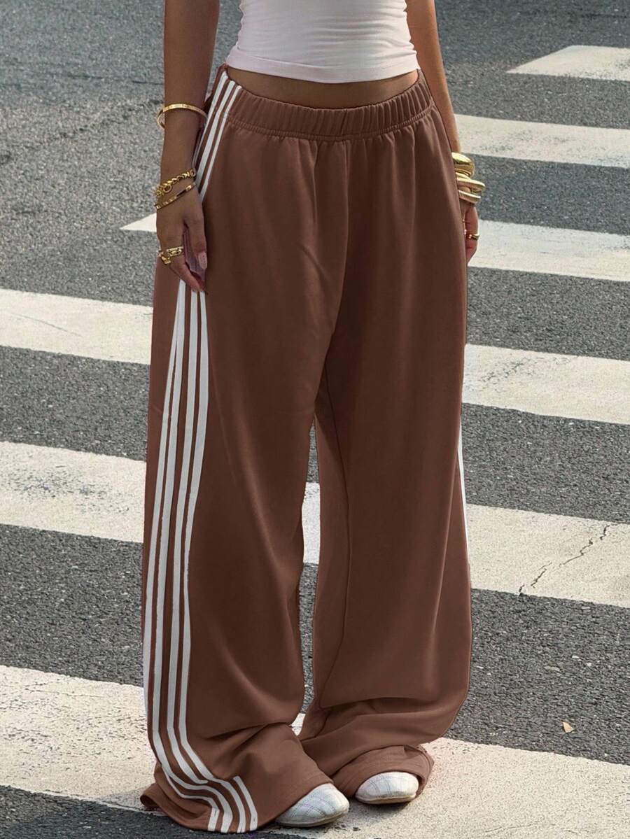 Women's Striped Knitted Wide-Leg Sweatpants
