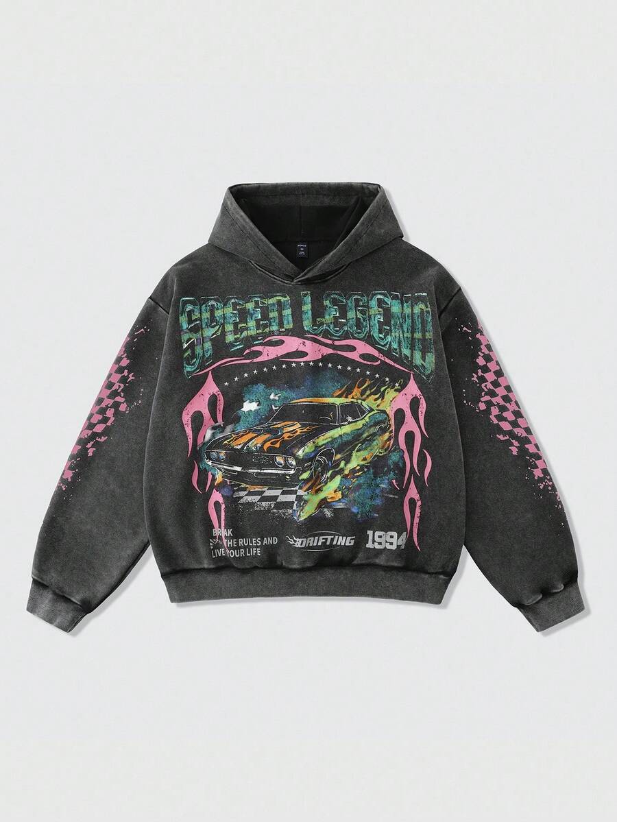 Men's Washed Vintage Graphic Hoodie