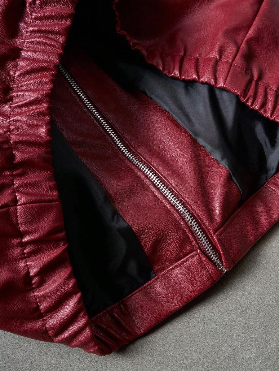Men's Casual Street Style Letter Graphic PU Leather Jacket