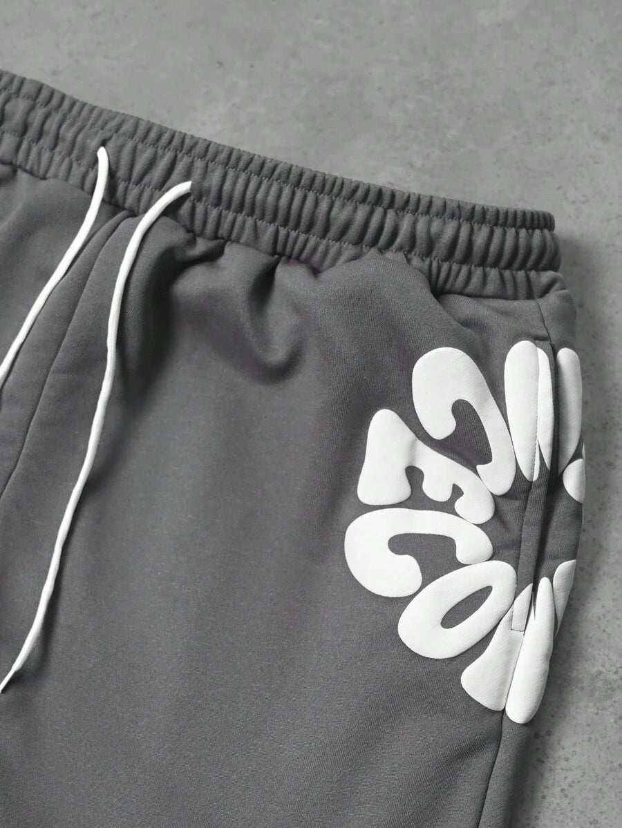 Men’s Letter Print Hoodie And Sweatpants Two Piece Set