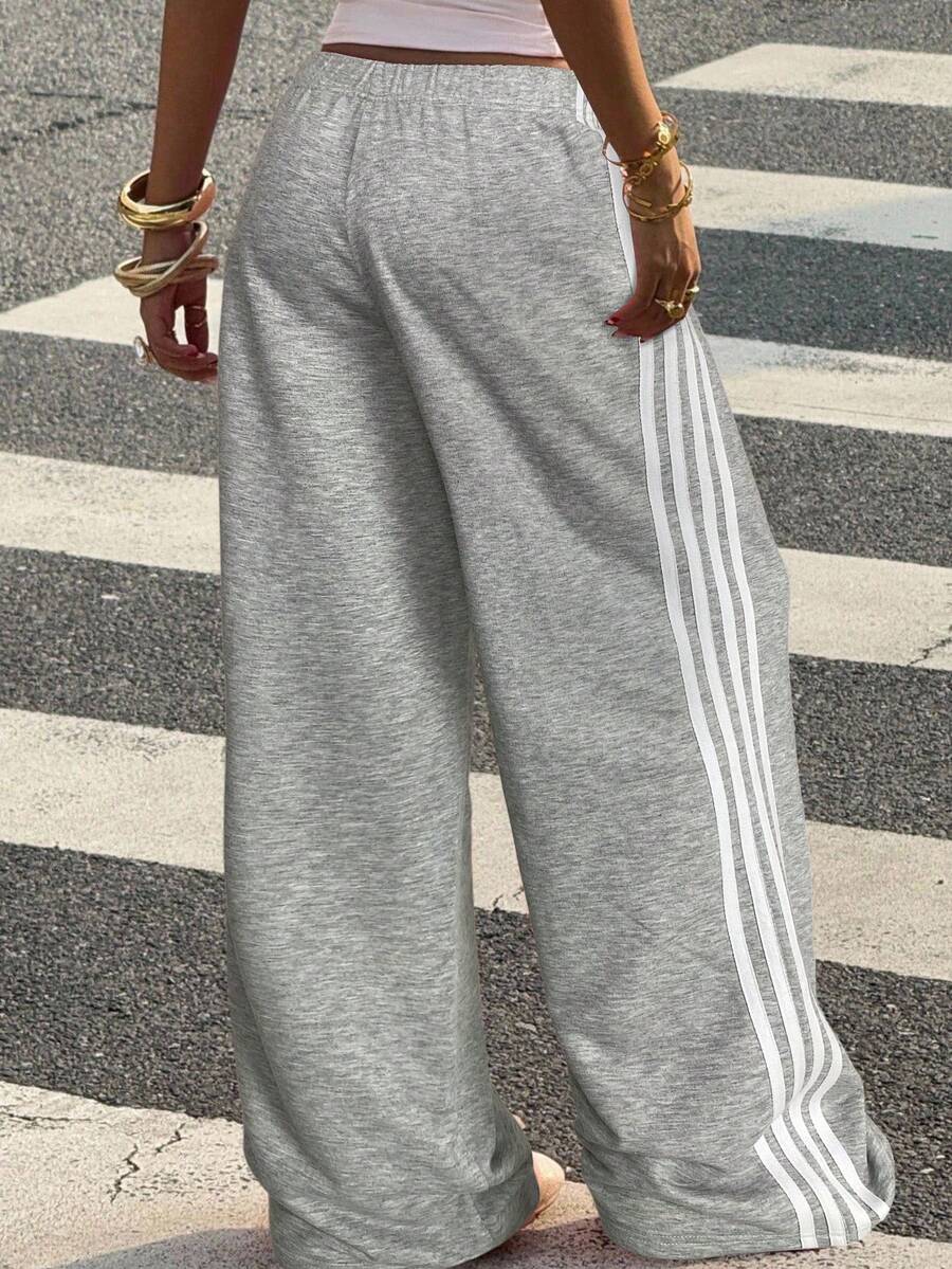 Women's Striped Knitted Wide-Leg Sweatpants