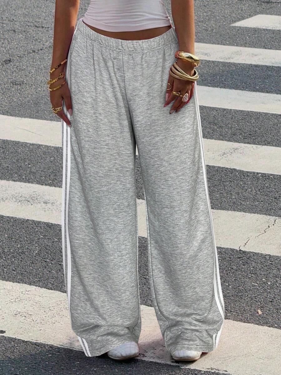 Women's Striped Knitted Wide-Leg Sweatpants