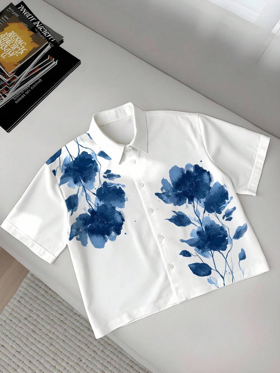 Men's Floral Casual Short Sleeve Shirt