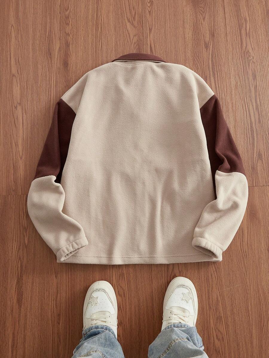 Men's Contrast Color Patchwork Long Sleeve Jacket