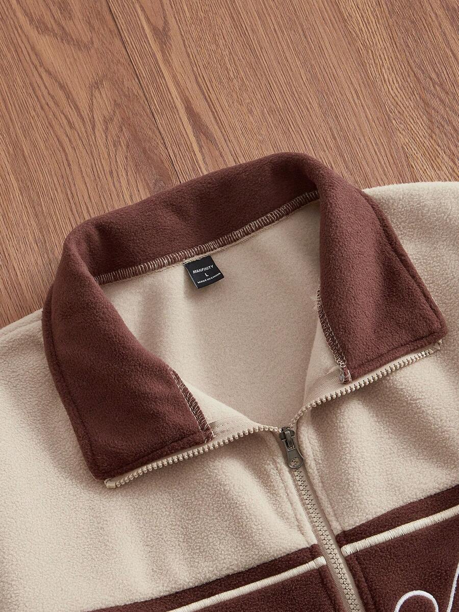 Men's Contrast Color Patchwork Long Sleeve Jacket