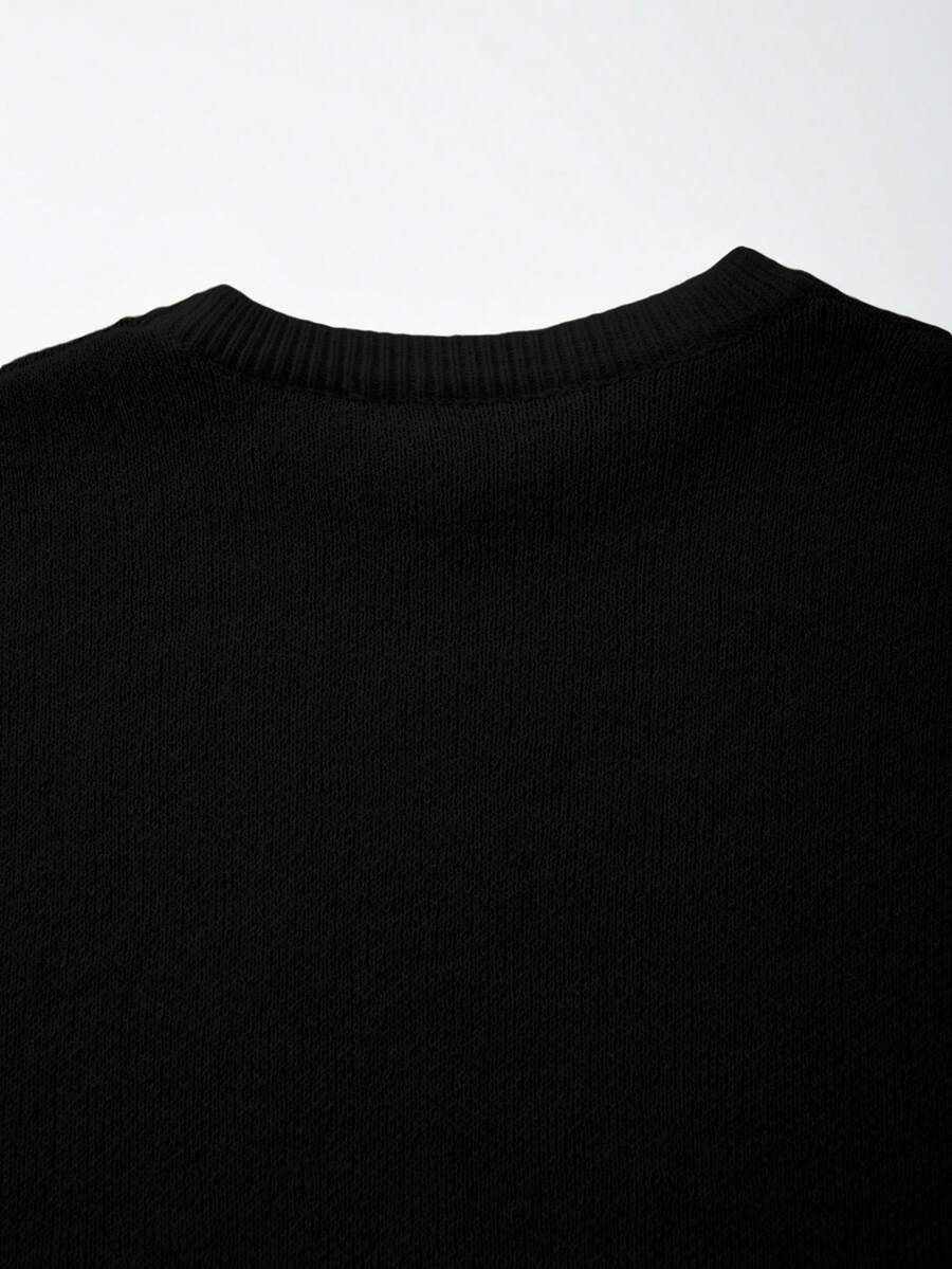 Men's Casual Crew Neck Heart Pattern Knit Sweater