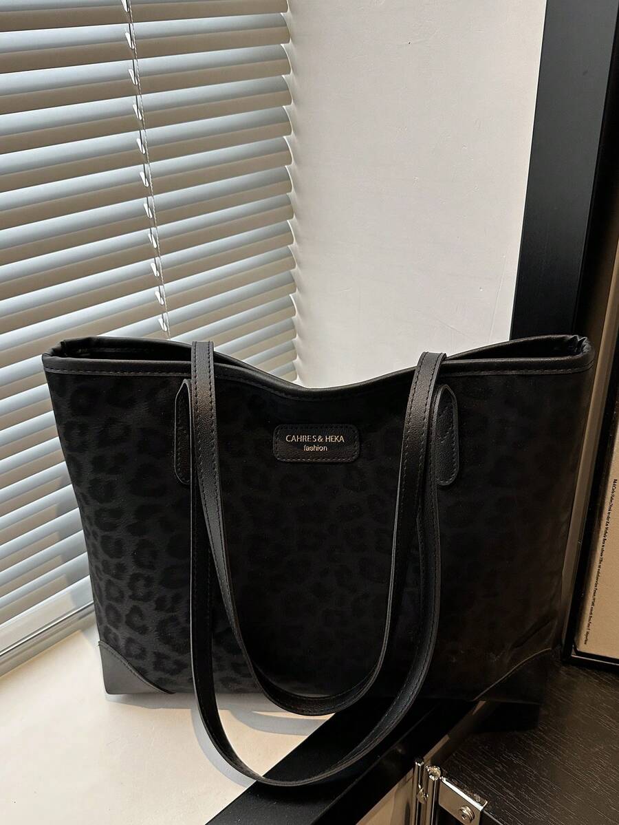 Women's Leopard Print Large Shoulder Bag