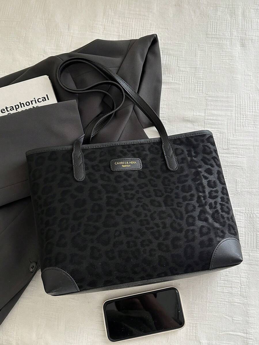 Women's Leopard Print Large Shoulder Bag