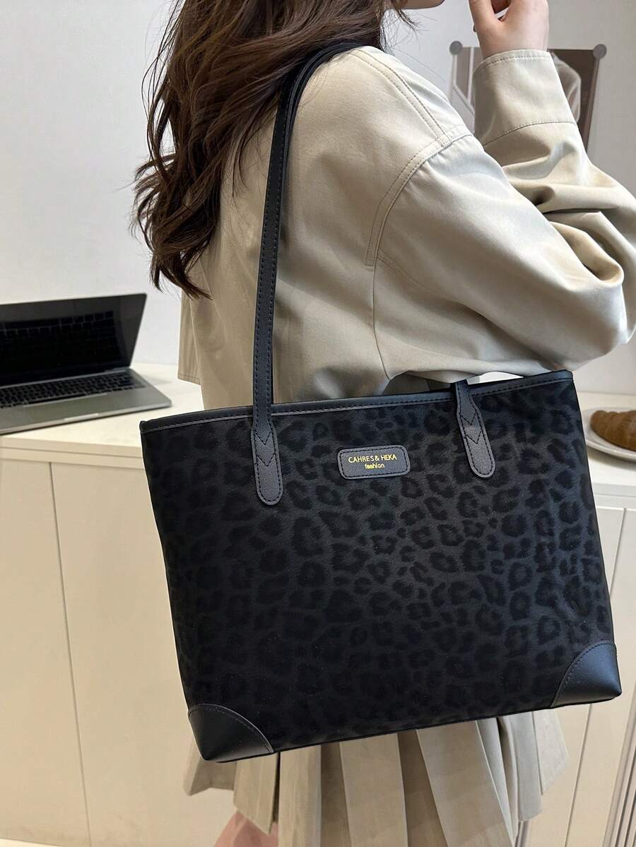 Women's Leopard Print Large Shoulder Bag