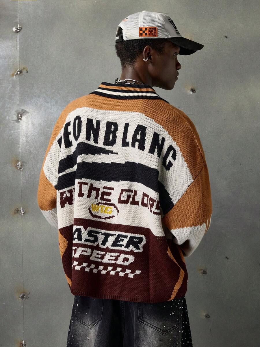 Men's Multi-Color Jacquard Knit Pullover Sweater