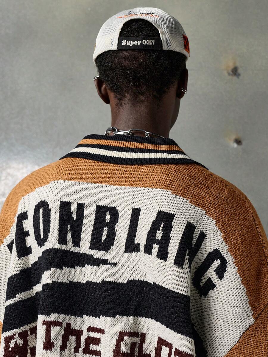 Men's Multi-Color Jacquard Knit Pullover Sweater