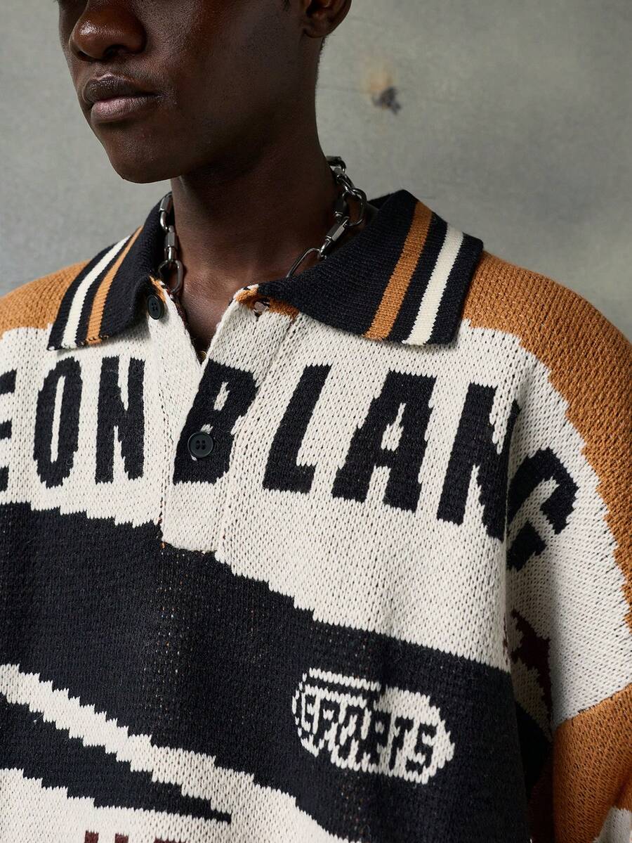 Men's Multi-Color Jacquard Knit Pullover Sweater