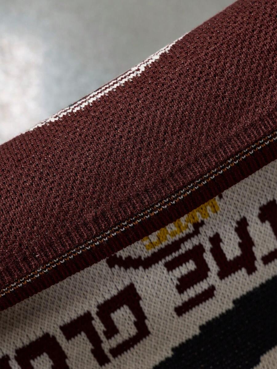 Men's Multi-Color Jacquard Knit Pullover Sweater