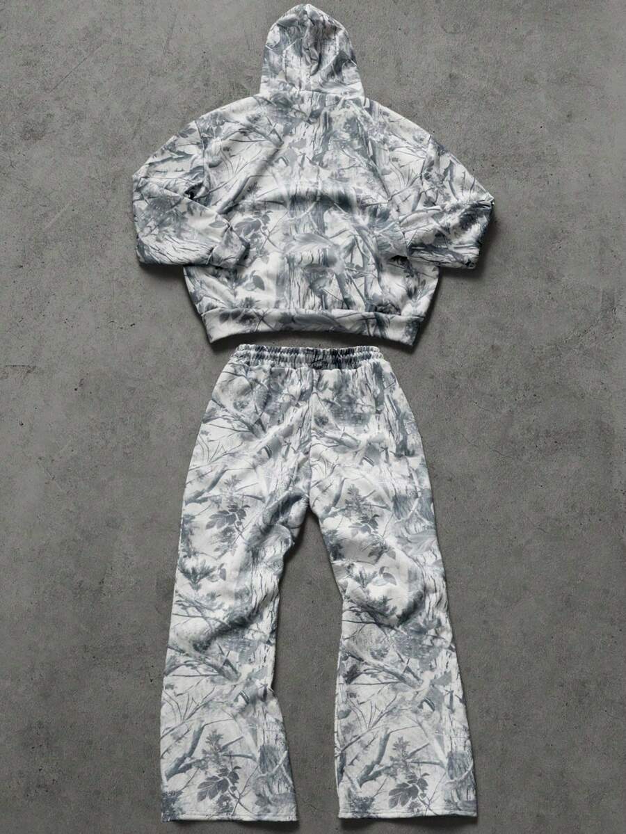 Camo Graffiti Hoodie And Sweatpants Set
