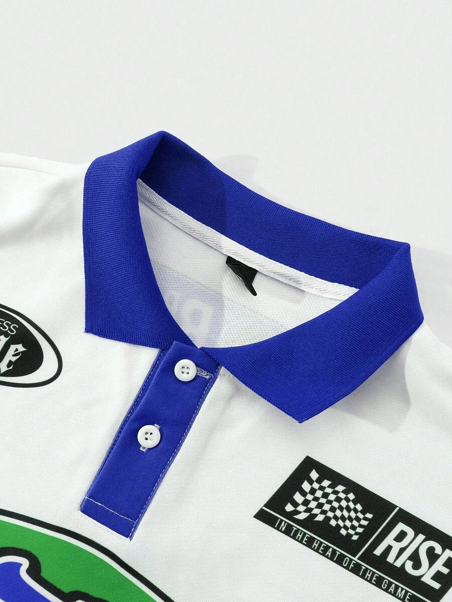 Men's Casual Loose Fit Long Sleeve Polo Shirt