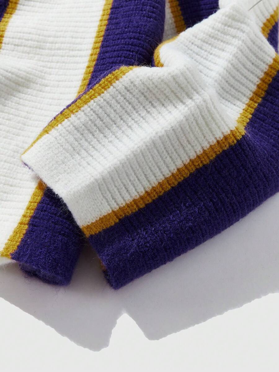 Men's Retro Collared Football Inspired Knit Sweater