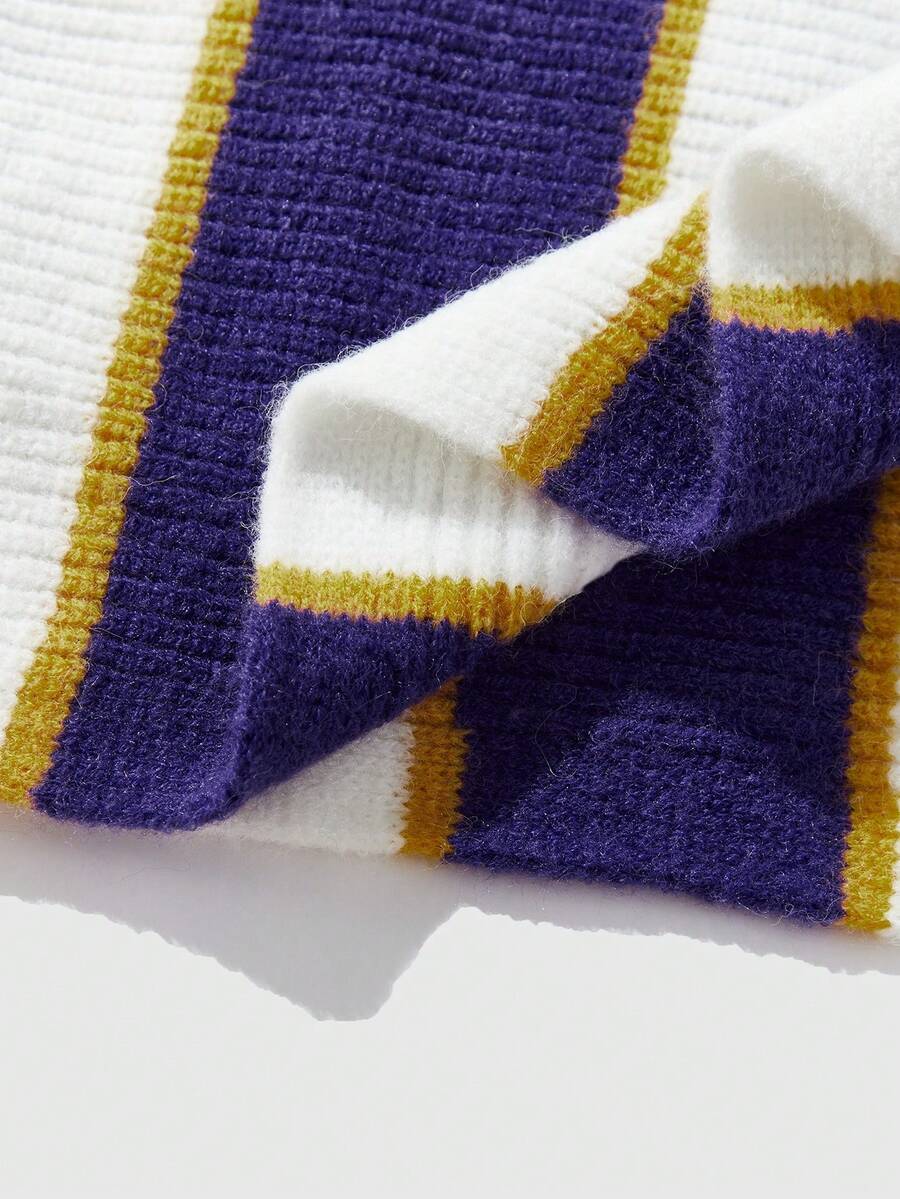 Men's Retro Collared Football Inspired Knit Sweater