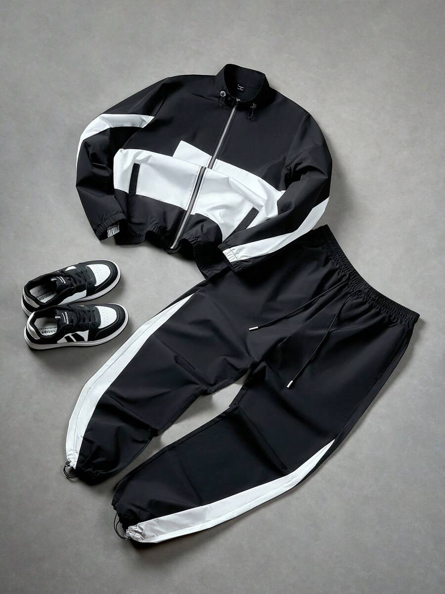 2pcs Men's Long Sleeve Jacket And Pants Set