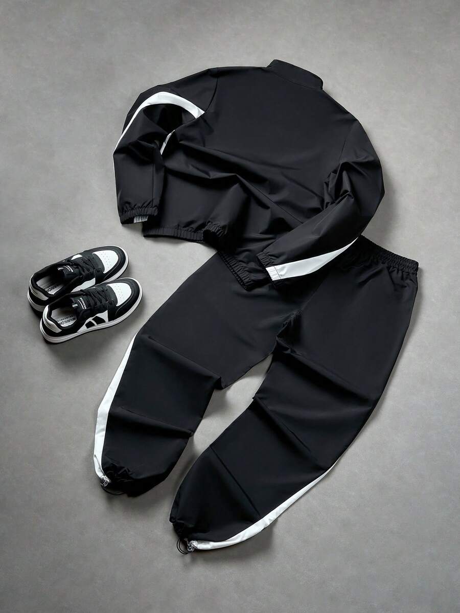 2pcs Men's Long Sleeve Jacket And Pants Set