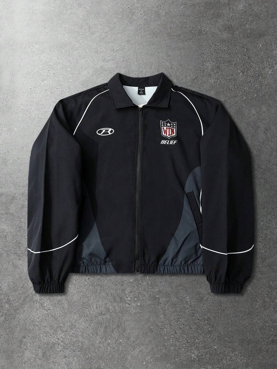 Unisex Motorcycle Graphic Print Long Sleeve Jacket