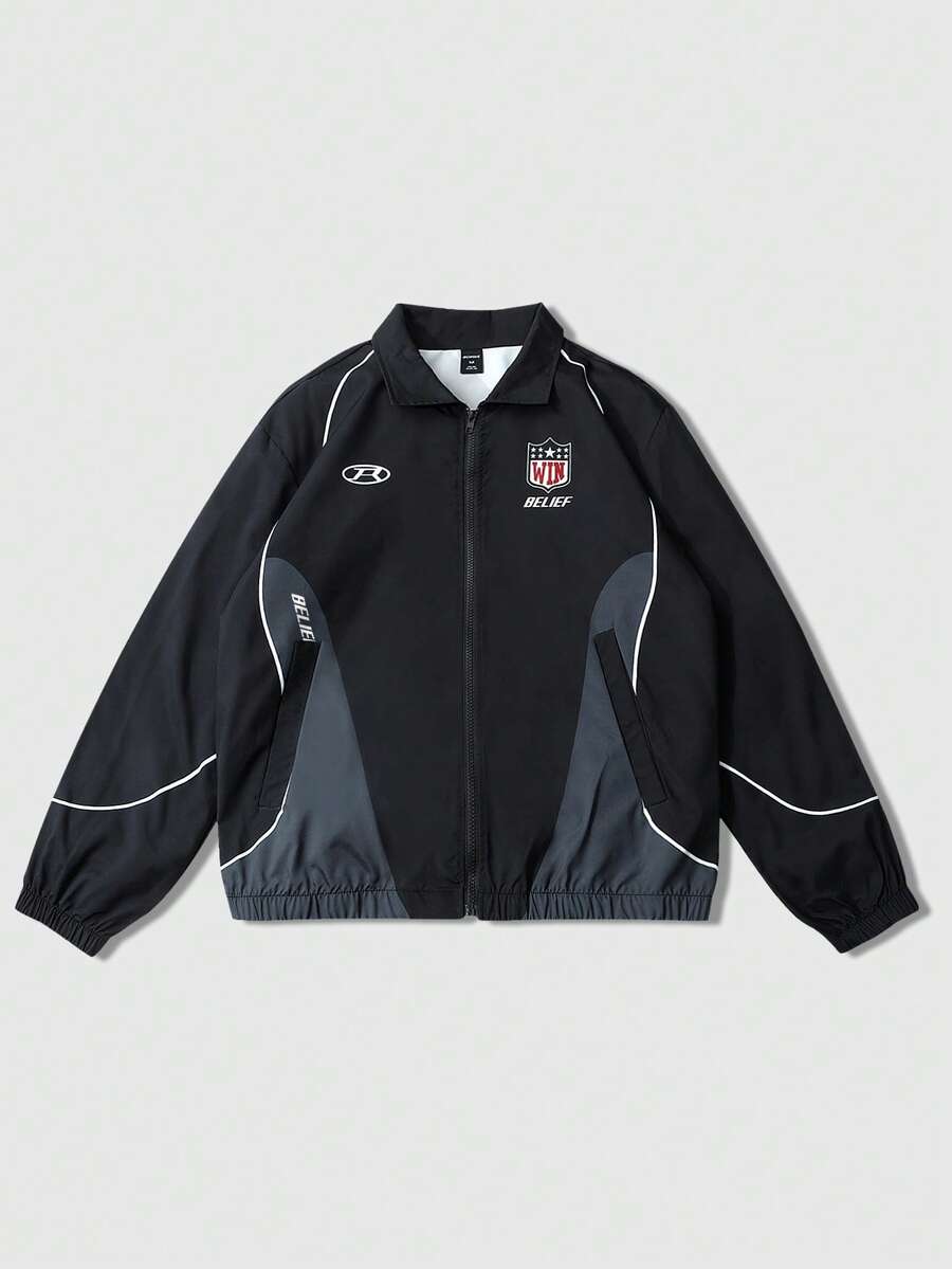 Unisex Motorcycle Graphic Print Long Sleeve Jacket