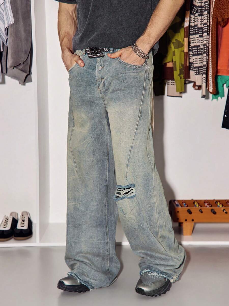 Side Pocket Wide Leg Denim Overalls