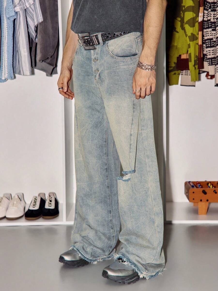 Side Pocket Wide Leg Denim Overalls