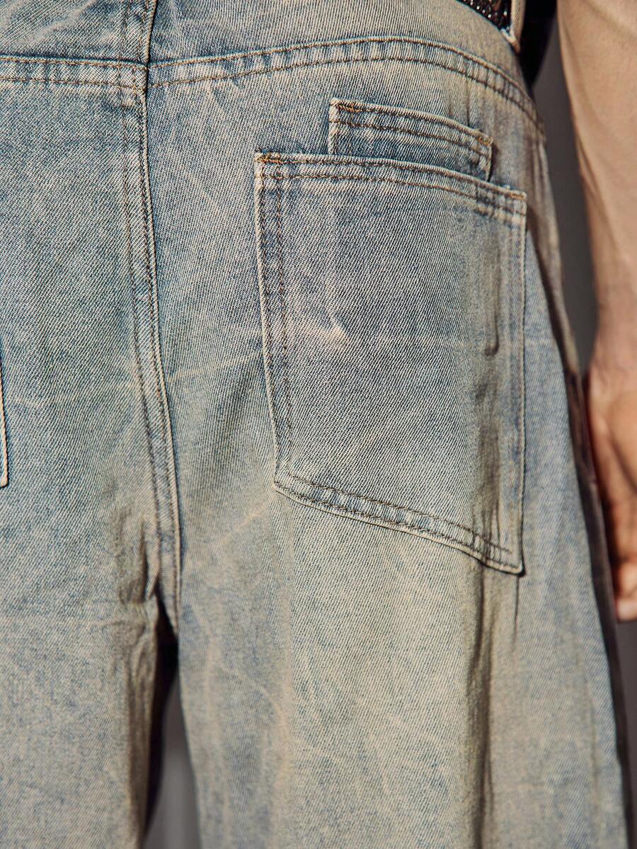 Side Pocket Wide Leg Denim Overalls