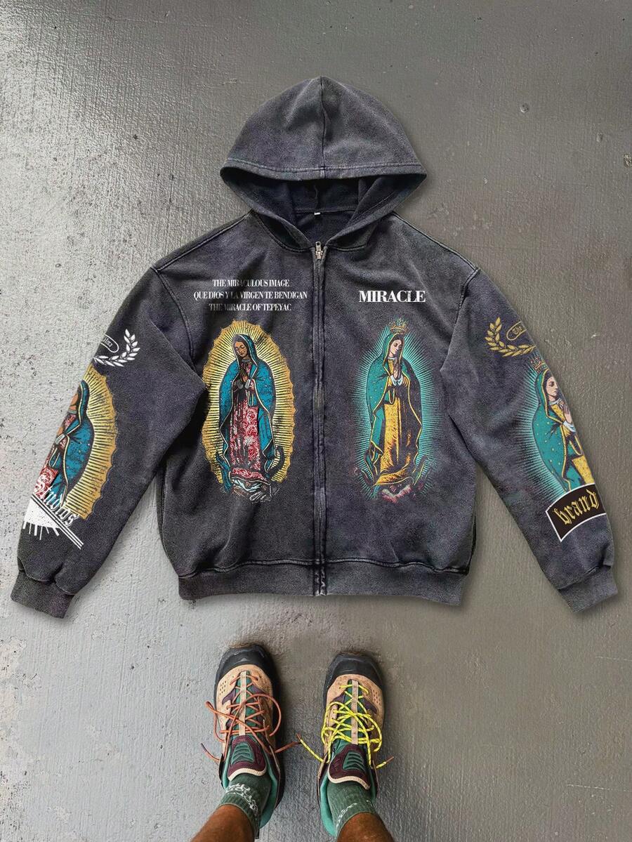 Men's Vintage Christian Open Front Hoodie Sweatshirt