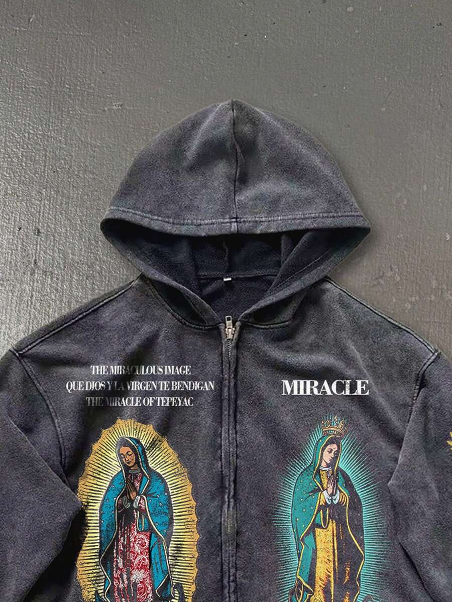 Men's Vintage Christian Open Front Hoodie Sweatshirt