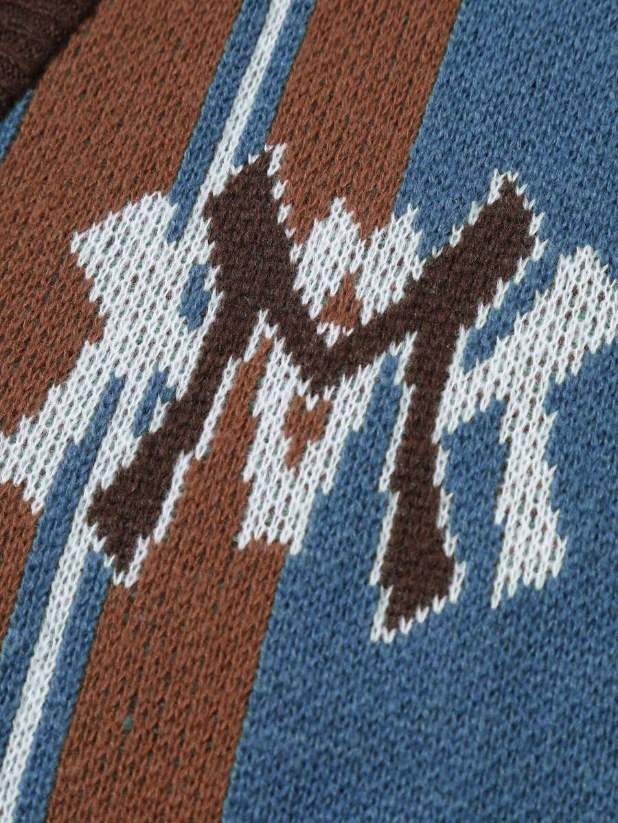 Men's Casual Colorblock Striped Cardigan