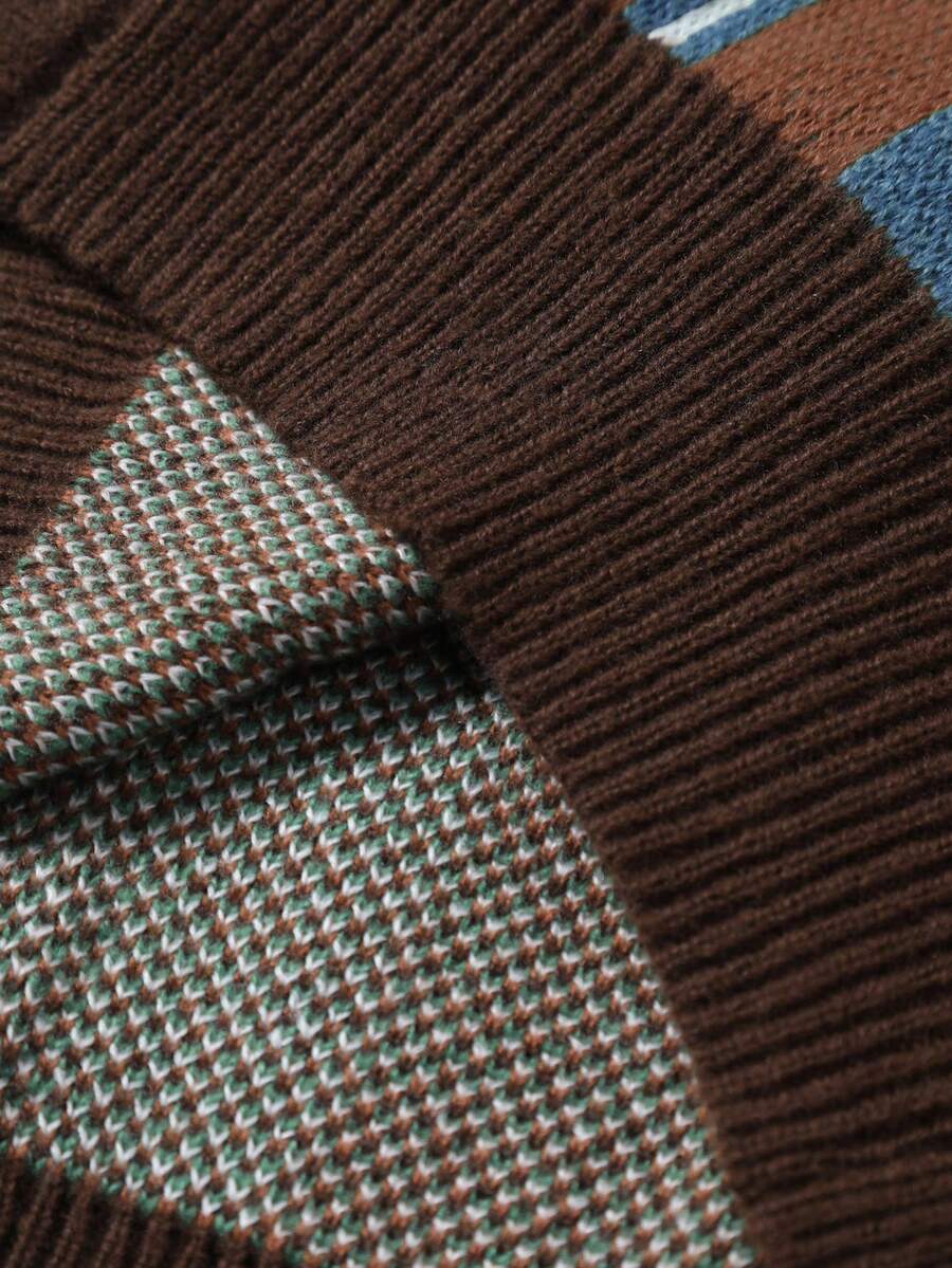 Men's Casual Colorblock Striped Cardigan