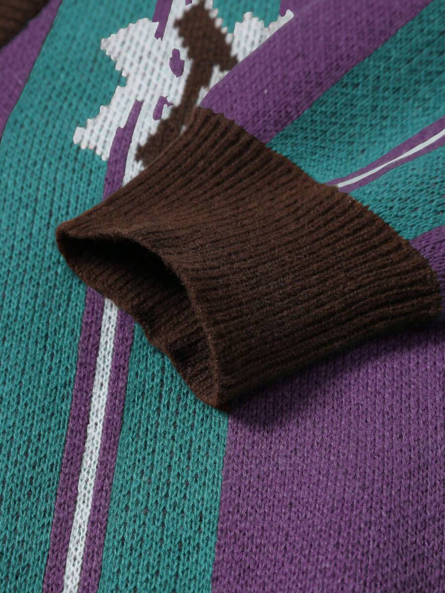 Men's Casual Colorblock Striped Cardigan