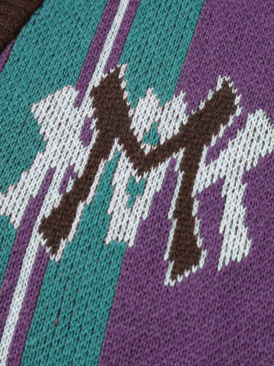 Men's Casual Colorblock Striped Cardigan