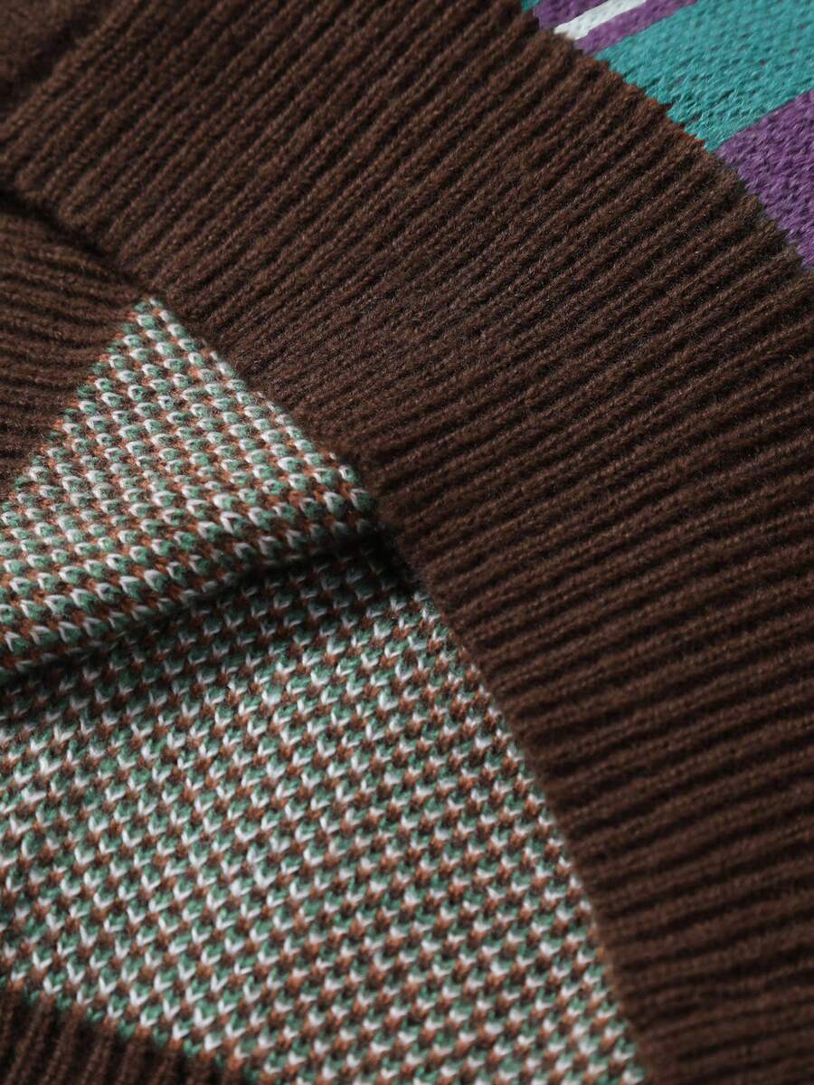 Men's Casual Colorblock Striped Cardigan