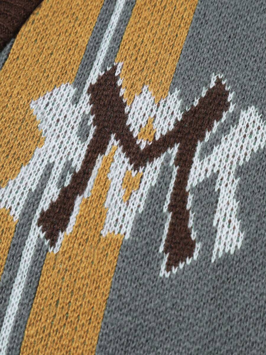 Men's Casual Colorblock Striped Cardigan