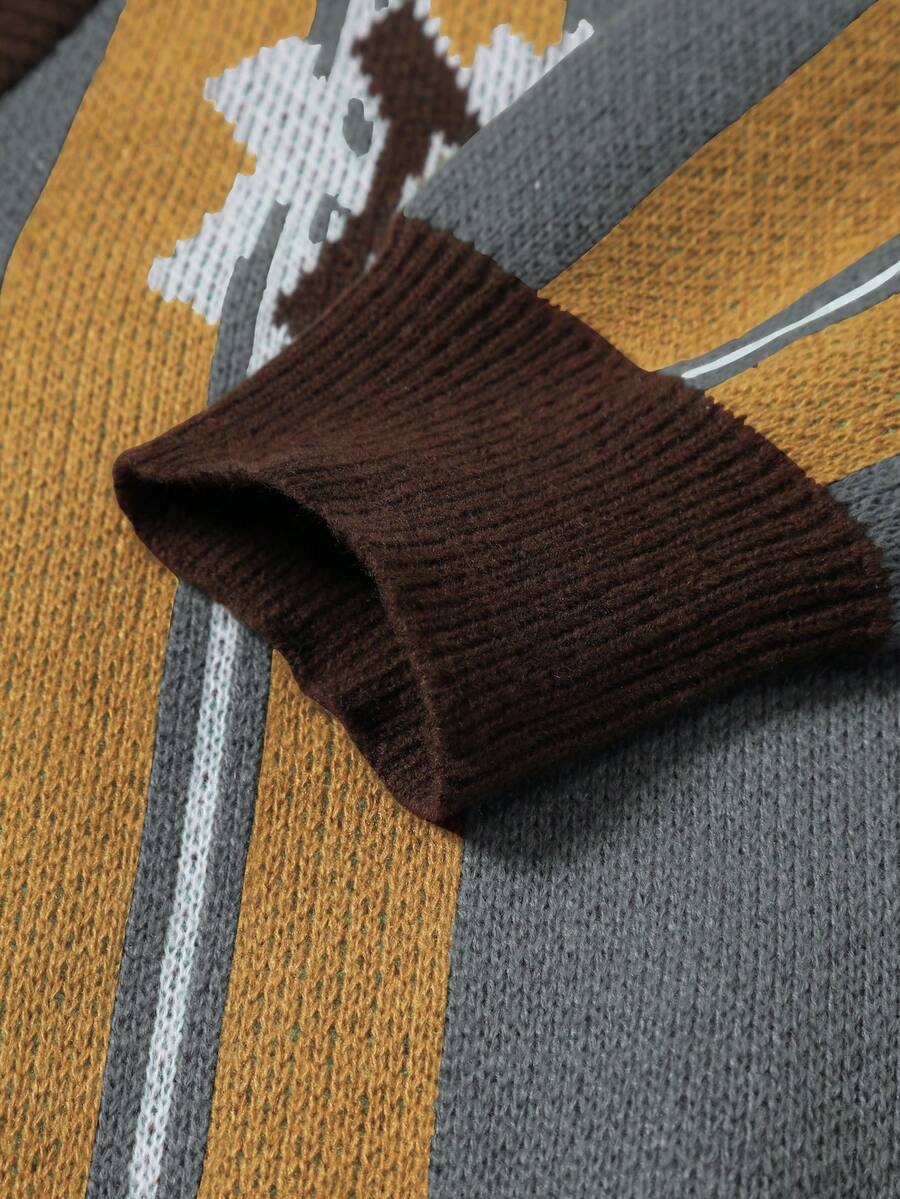 Men's Casual Colorblock Striped Cardigan