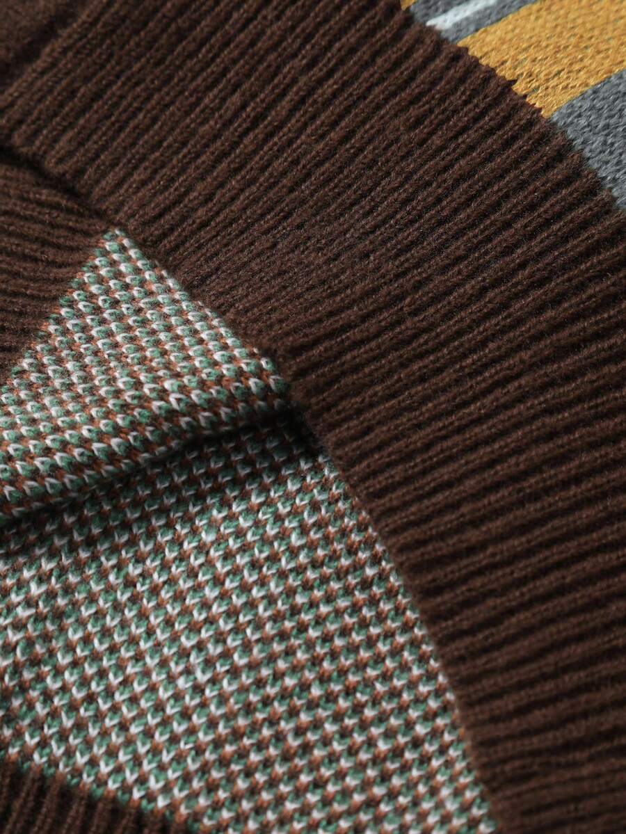 Men's Casual Colorblock Striped Cardigan