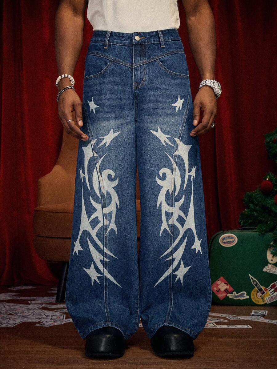 Distressed Wide Leg Black Baggy Jeans