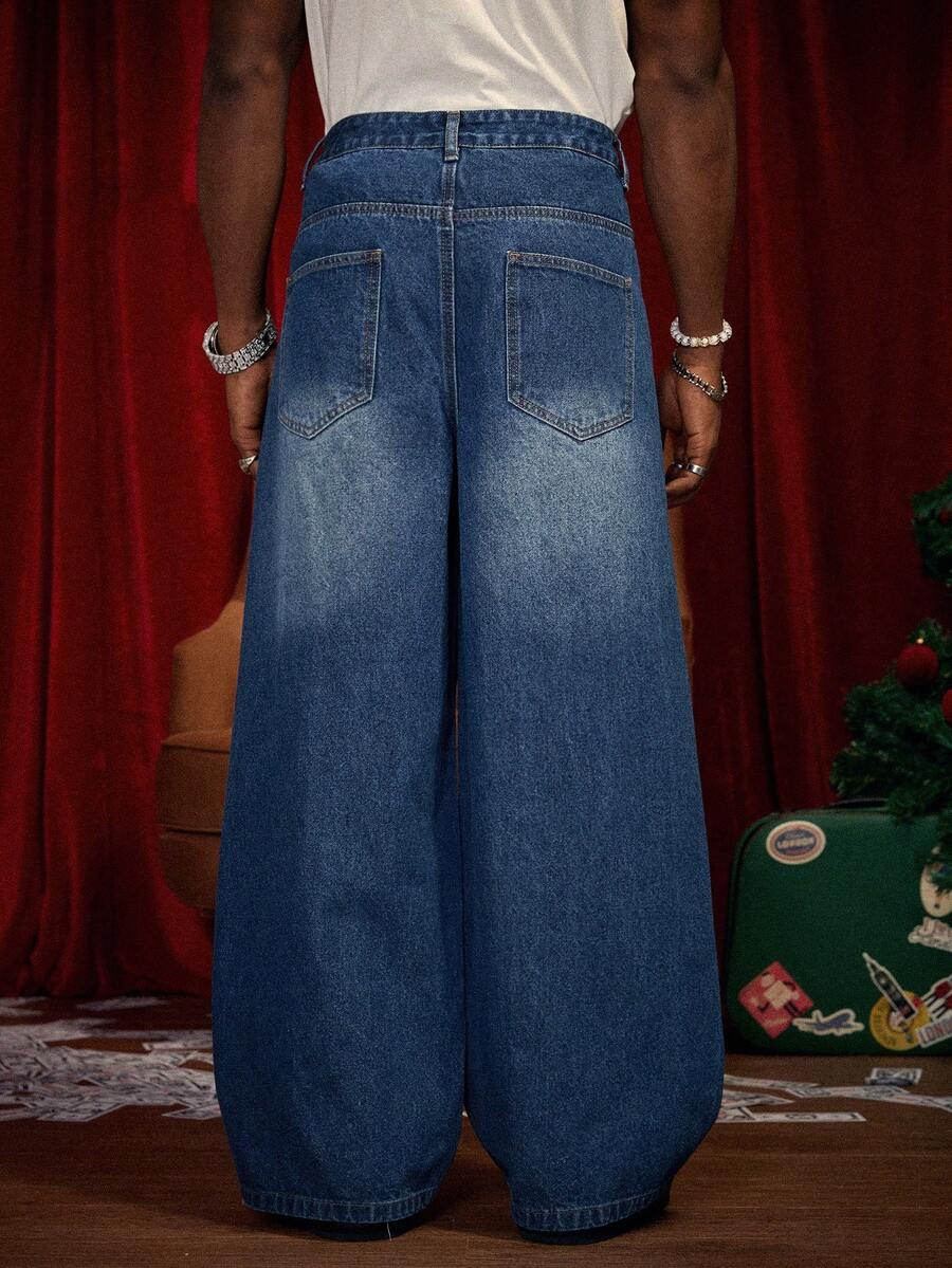 Distressed Wide Leg Black Baggy Jeans