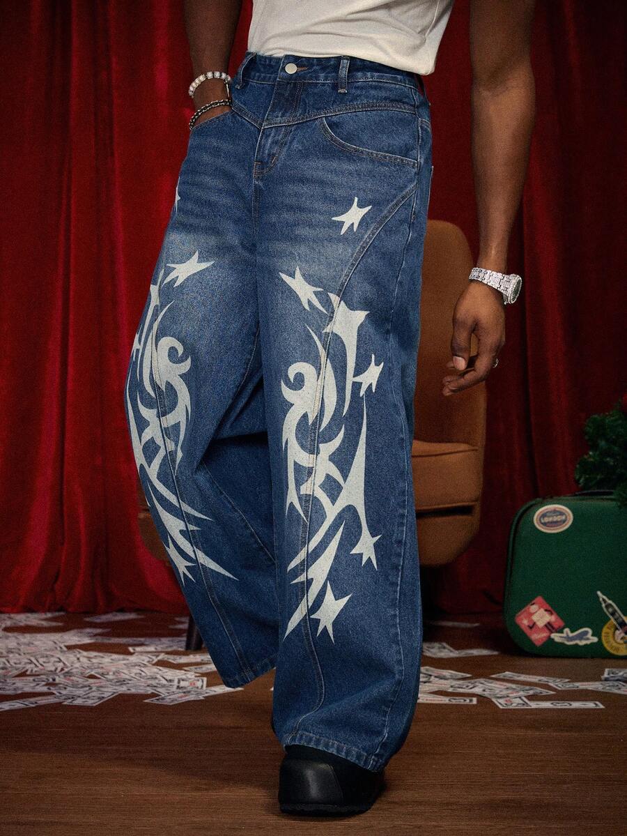 Distressed Wide Leg Black Baggy Jeans