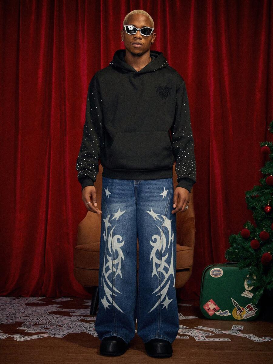 Distressed Wide Leg Black Baggy Jeans