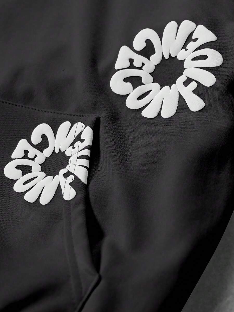 Men's Letter Print Hoodie And Sweatpants Set