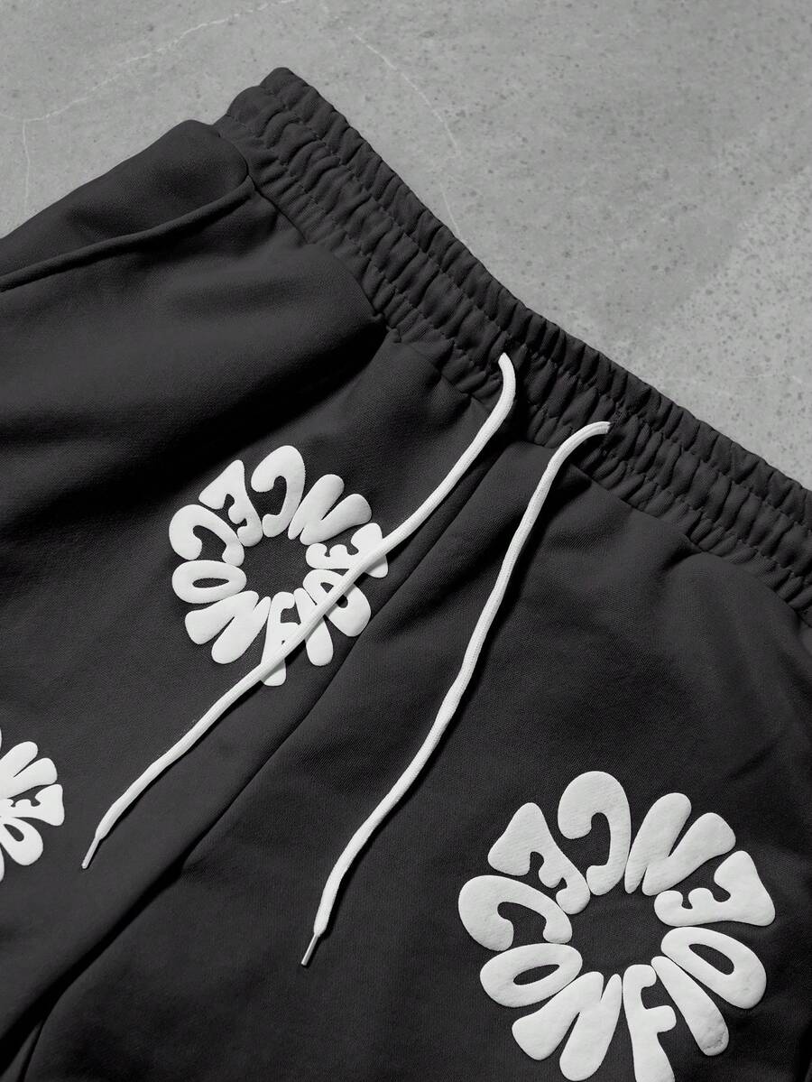 Men's Letter Print Hoodie And Sweatpants Set