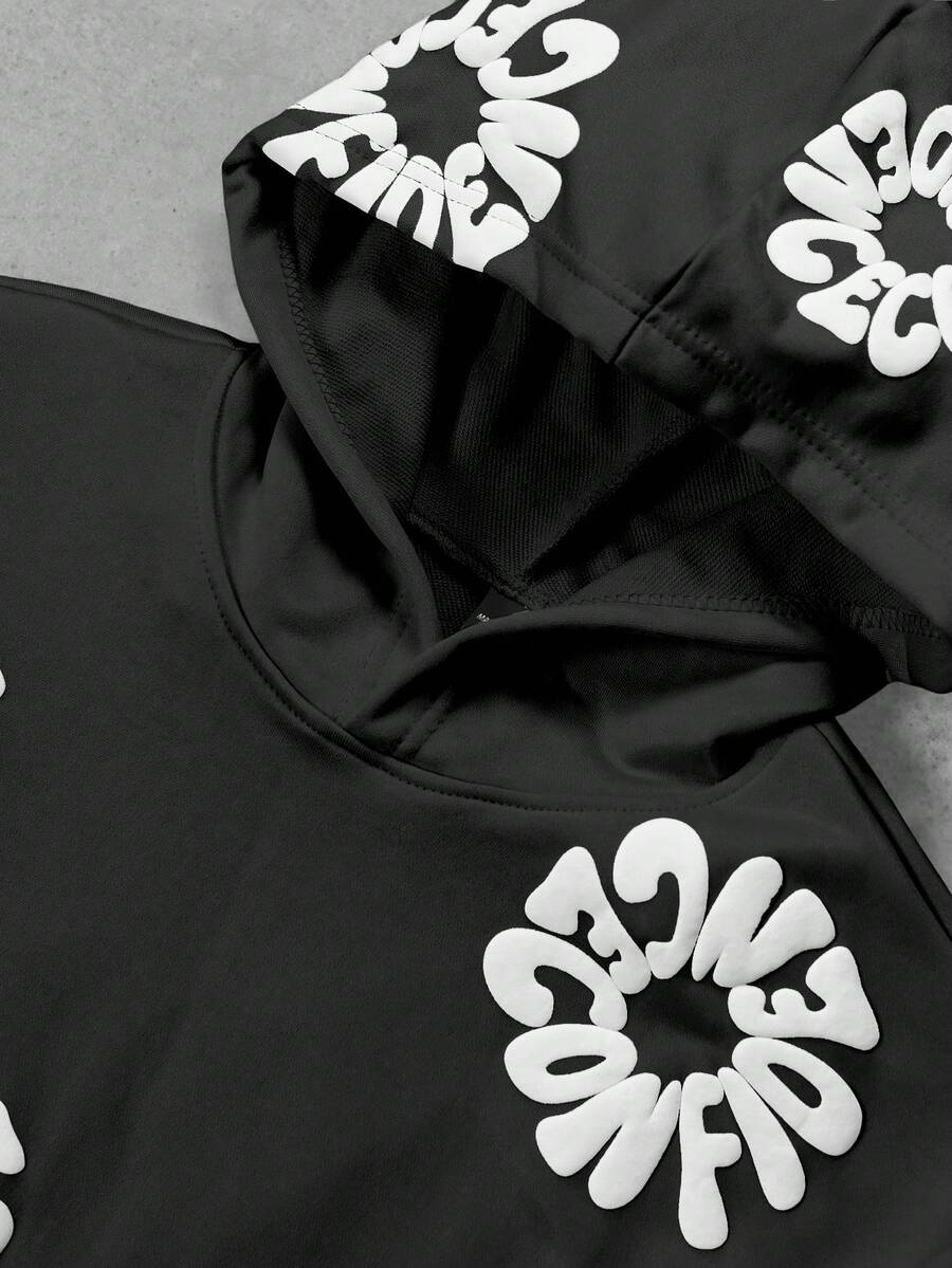 Men's Letter Print Hoodie And Sweatpants Set