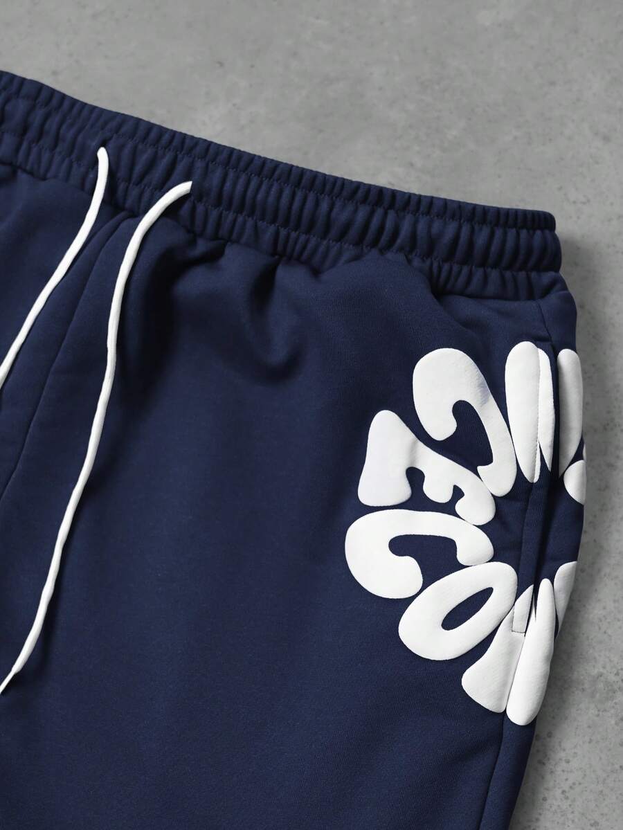 Men’s Letter Print Hoodie And Sweatpants Two Piece Set