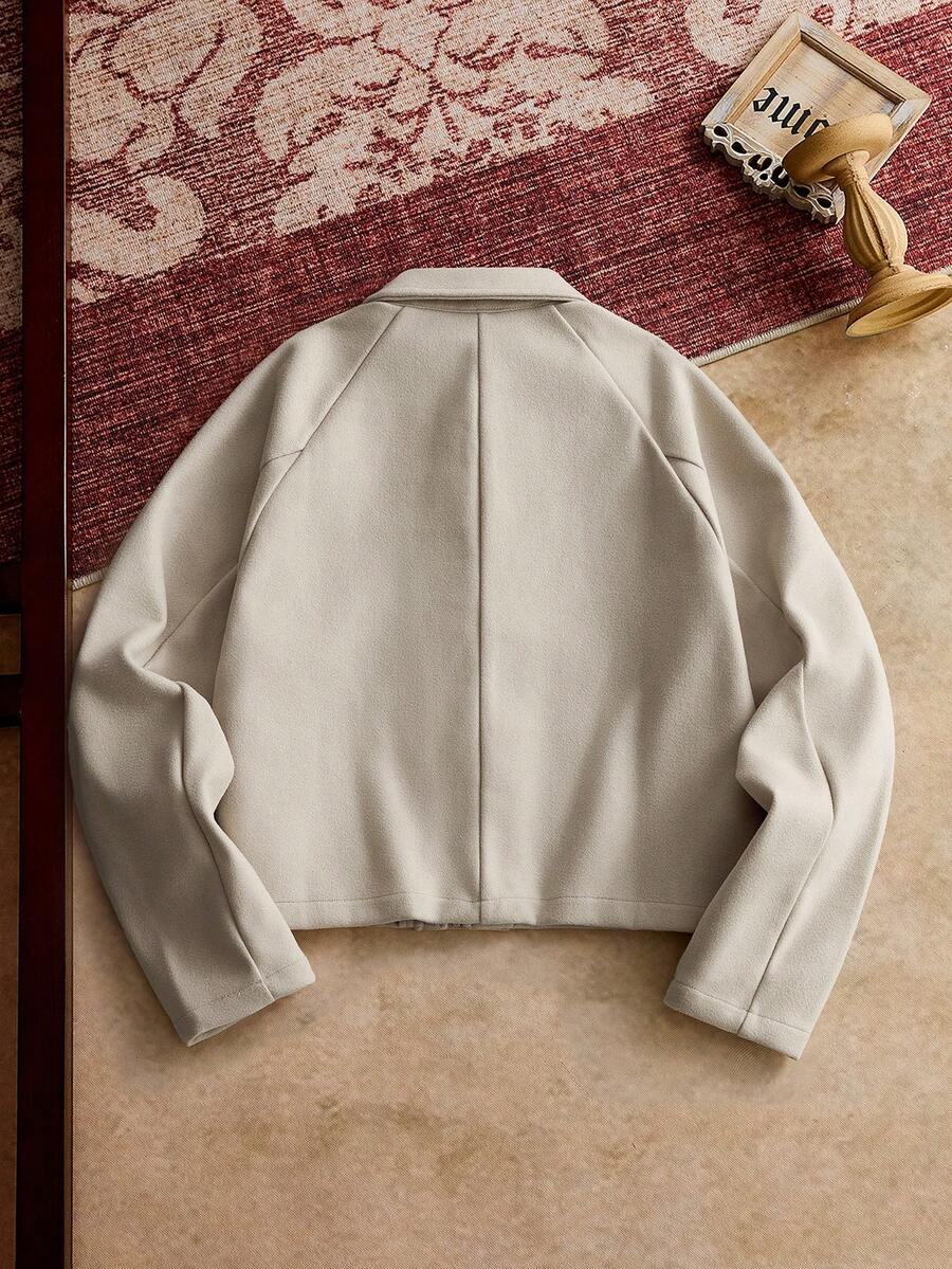 Men's Boxy Turndown Collar Long Sleeve Jacket