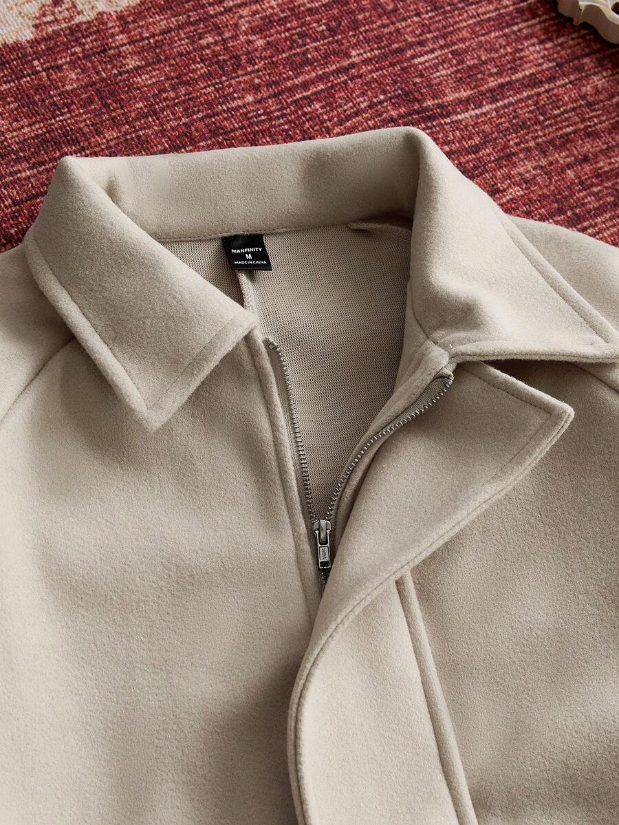 Men's Boxy Turndown Collar Long Sleeve Jacket